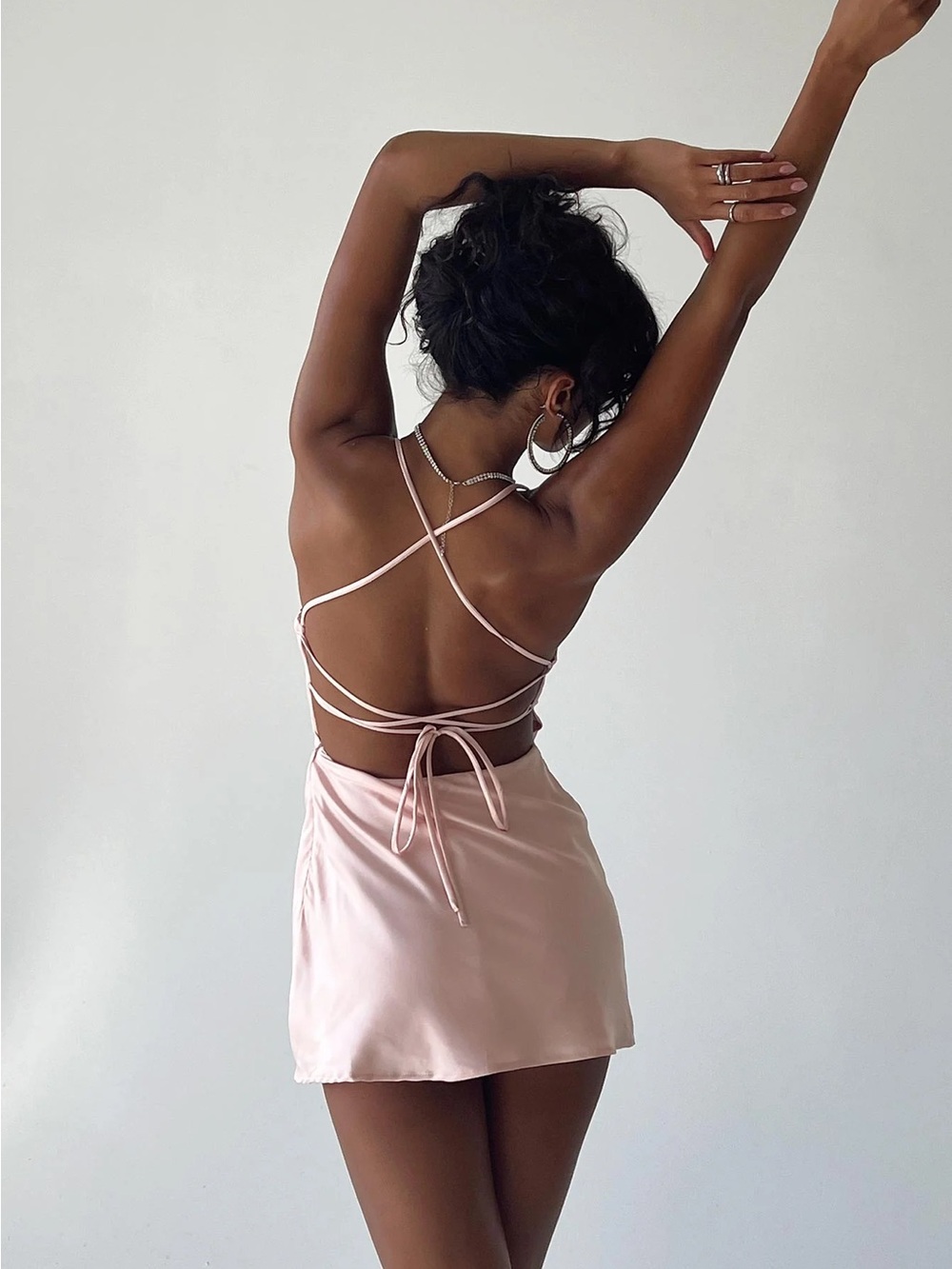 Princess Polly “Celena” Pink Satin Backless Mini Dress